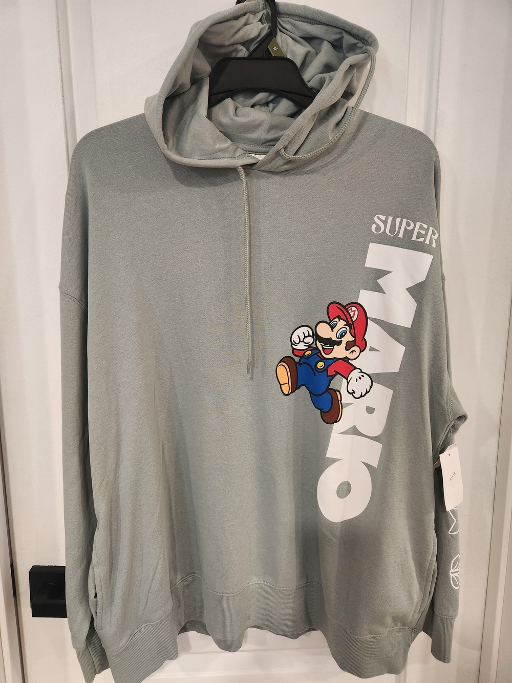 Nintendo Super Mario Crewneck Hoodie - Light Gray with Red/Blue Accent